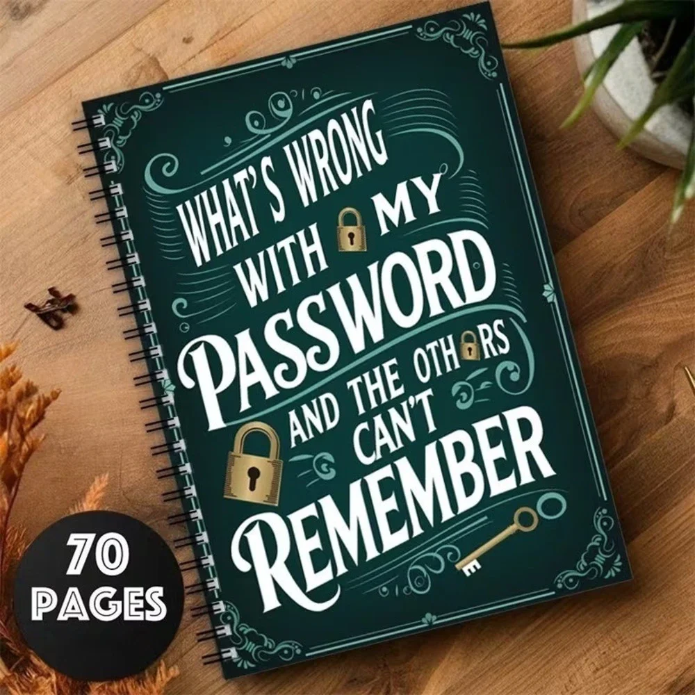 Password Notebook Spiral Log‎ Book 70 Pages Login Organizer Green Key Journal